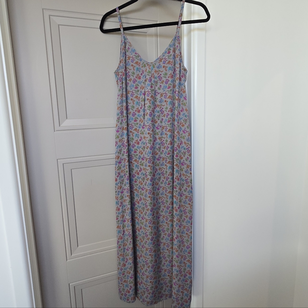 Vince Silk Floral Spaghetti Strap Maxi Dress